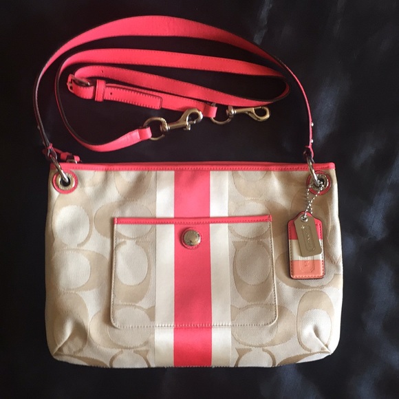 Coach Poppy Hampton Coral Sig Crossbody hobo bag - Picture 2 of 8